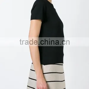 Custom Women Pure Black Plain Short Sleeve T-Shirts,Oem Cotton Blank Plain T Shirts for Women thumbnail-4