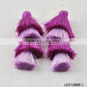 Cluster Drop Layered String Tassel Earring thumbnail-5