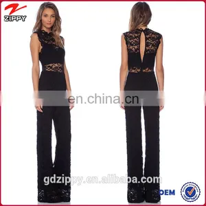 Black Sleeveless Sexy Lace Jumpsuits thumbnail-1