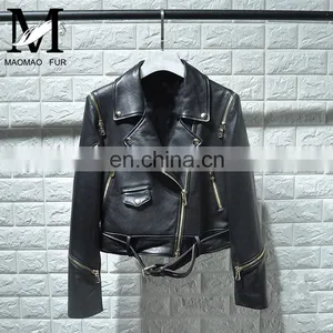 High Fashion Real Leather Jacket Woman Cheap Short Leather Spring Jackets Women thumbnail-1