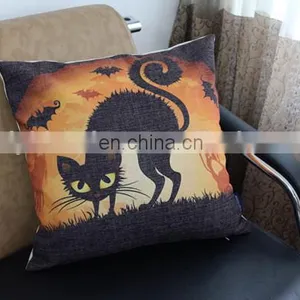 Cheap Halloween Decorative Home Sofa Car Chair Latest Design Linen Cotton Custom Cushion Cover thumbnail-3