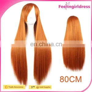 Hair Extensions Wig Permanent Human Hair Wigs Cosplay Long Orange Wig thumbnail-2