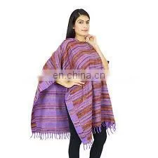 Indian Long Ponchos Poncho Plus Size Clothing Boho Gypsy One Size With Hood Women Ponchos Long Top Wool Blend Winter Sweater thumbnail-4
