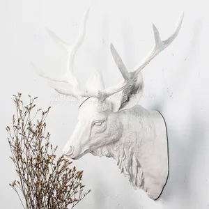 Restoring Ancient Ways Creative Simulation Animal Deer Head Wall Hanging Decoration Style Indoor Resin Crafts Decoration Home Decor thumbnail-2