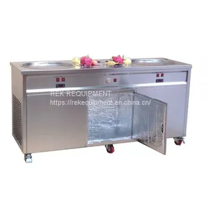 China Wholesale Prices Thai Stir Fry Ice Cream Roll Machine Customized Double Pan Fried Ice Cream Machine For Sale thumbnail-5