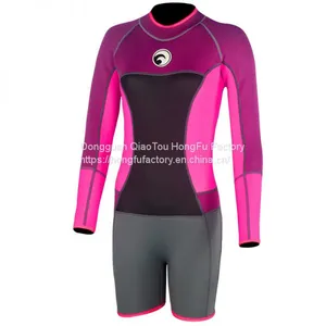 Women's One Piece 3mm Neoprene Long Sleeve Shorts Rash Guard Diving Wetsuit Surfing Suit Diving Suit With Zipper thumbnail-2