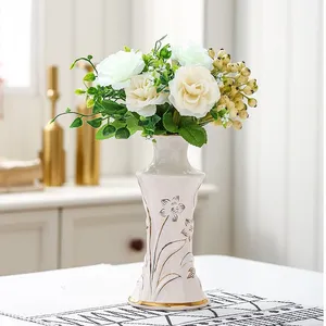 Creative Palace European Romantic Gild White Tall Ceramic Vase For Living Room Decor thumbnail-2