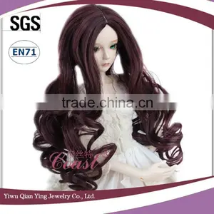 Beauty Long Brown Big Wavy Curly Synthetic Diy Baby Doll Hair Wigs thumbnail-3