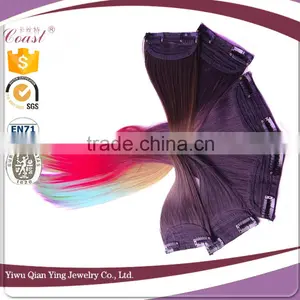 Fashion Ombre Straight Synthetic Fiber Two Tone Color Easy Clips Hair Extension thumbnail-4