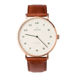 Stainless Steel Gents Fashion Watches Genuine Leather Ultrathin Quartz Man Watch thumbnail-3
