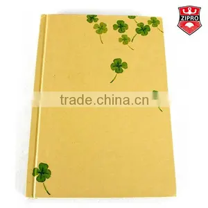 High Quality Recyle Brown Kraft Notebook Drawing Pad Three Leafed Clover Lucky Clover Four Leaf Clover Notebook thumbnail-1