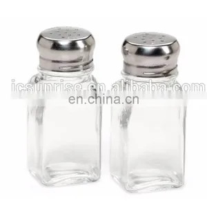 85ml Square Glass Bottle Salt Pepper Shaker With Metal Lid thumbnail-2
