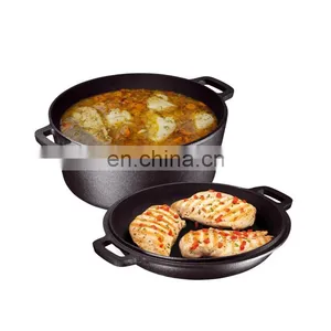2 in 1 Combo Cooker 5QT Cast Iron Multi Function Cookware thumbnail-2