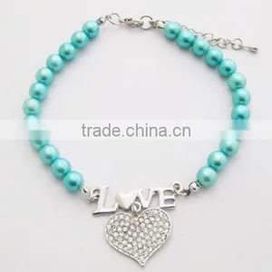Customized Crystal Pearl Pet Heart Charm Necklace in Wholesale thumbnail-4