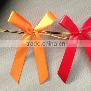 Satin Pre-tie Bow With Gold Twist, Present Decorate With 3.25 Inches With Wire Tied Bow thumbnail-2