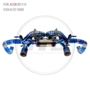 HMD Titanium Alloy Exhaust Catback for AUDI R8 V10/RS3 8Y Auto Replacement Modification Electronic Valve Baked Blue WhatsApp+86 18946955156 thumbnail-3