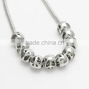 Round Hollow Large Hole Metal Beads, DIY Zinc Alloy Necklace & Bracelets Beads Accessories thumbnail-4