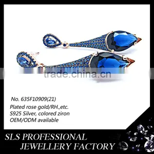 2015 Real Cheap 925 Silver Earrings Jewelry Blue Sapphire Jewelry Beauty Silver Gemstone Earring Studs thumbnail-3