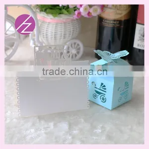 Free Sample Laser Cut Customizable Paper With Rose Baby Carriage Wedding Favor Candy Box and Wedding Favors Seat Card ZH-5 thumbnail-2