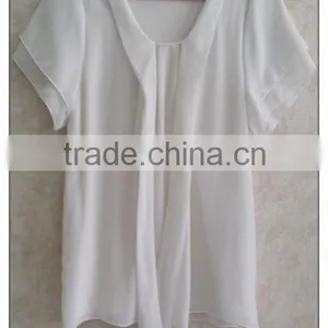 Sailor Collar Chiffon T-shirt Sweet Bow Girl White Tshirt thumbnail-1