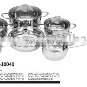 Elegent S/s Wire Handle 12pcs Stainless Steel Cookware/Kitchenware Cooking Set With Glass Lid for Sale thumbnail-1
