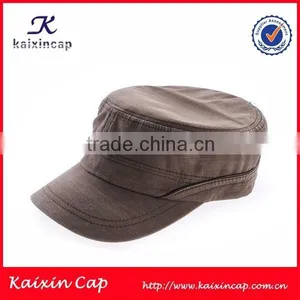 High Quality Wholesale Custom Made Blank Design Your Own Blue Jean Flat Top Military Cap thumbnail-2