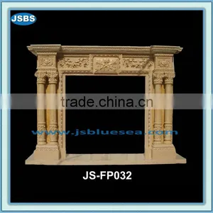 Stone Carving of Yellow Marble Fireplace Mantel thumbnail-1