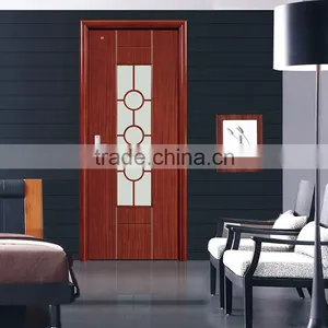 Simple Design Mahogany Wooden Office Glass Door thumbnail-2