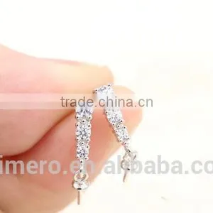 925 Sterling Silver Handmade Zircon Findings Earring Hooks Fittings thumbnail-3