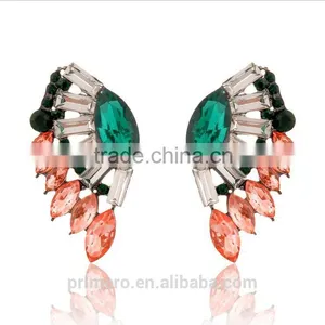 Angel Wings Designs Resin Plant Women Five Colors Glass Stones Stud Earrings thumbnail-3