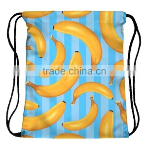 New Design 3D Printed Banana Custom Produce Blue Drawstring Bag thumbnail-6