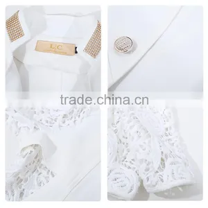 Wholesale China Clothes Factory White Woven Lace Formal Ladies Blazer Designs thumbnail-5