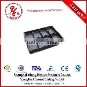 8 Compartments Black Plastic Tray for Food With Dividers thumbnail-1
