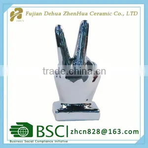 Electroplating Silver Hand Shape Custom Ceramic Souvenir thumbnail-3