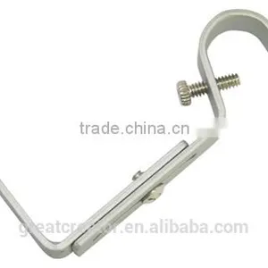 Silver Adjustable Metal Curtain Rod Bracket for 5/8" (16mm) Curtain Rod thumbnail-1