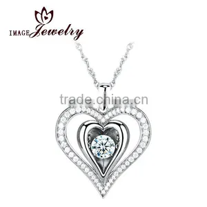 Unique Jewelry Wholesale Fashion Jewelry 925 Sterling Silver Rhodium Plated Heart Shape Pendant thumbnail-1