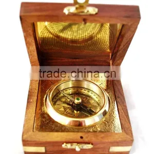 Nautical Brass Geological Compass - Magnetic Compass With Wooden Box 13511 thumbnail-3