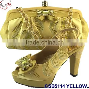 CSB5114 New International Trends Fashion Style African Design High Heel Shoes Matching Bag With Stone thumbnail-4