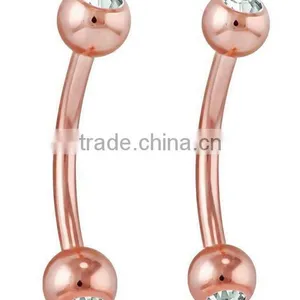 Rose Gold Plated Custom Fake Stainless Steel Cool Eyebrow Rings Body Piercing Jewelry thumbnail-1