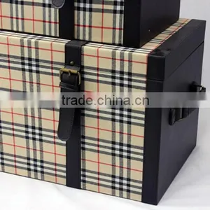 S/2 Large Decorative Fabric Storage Trunk, Wood Trunk thumbnail-4