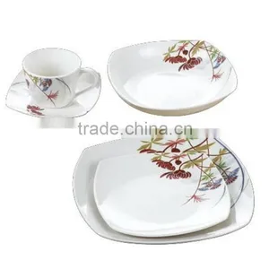 20pcs Ceramic Square Dinner Set, Porcelain Black Square Plate Set thumbnail-5