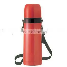Fashionable Stainless Steel Vacuum Thermos Bottle With Carrying Belt thumbnail-1