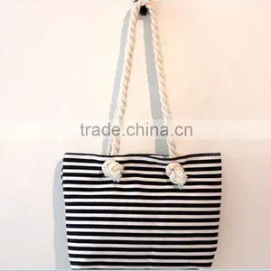 Fashion Design Stripe Beach Bag With Zipper thumbnail-5