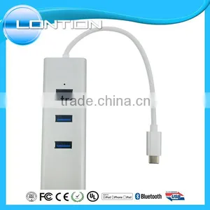 3 Port USB 3.0 Type C HUB With RJ45 Lan Ethernet Adapter thumbnail-2