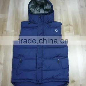 Men's Navy Hood Outdoor Duck Down High Quality Vest thumbnail-1
