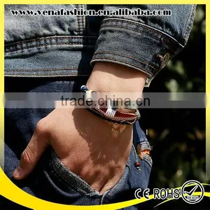 Bead Cow Bone Leather Cord Bracelet, Mens Leather Beaded Bracelet thumbnail-4