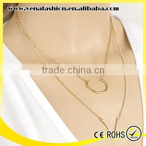 Double-deck Arrows Fashion Long Thin Chain Necklace thumbnail-6