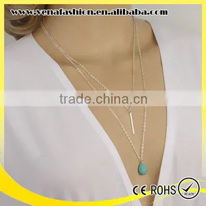 Double Fancy Latest Long Chain Layered Necklace thumbnail-1