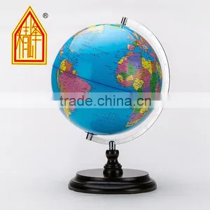 10 Inch (25cm) PVC Globe Wood Base Metal Ruler thumbnail-2