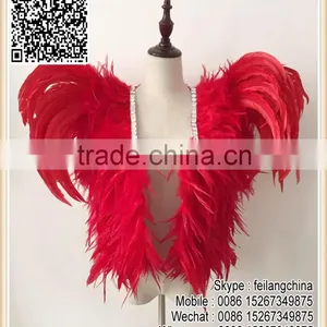 Children's Feather Clothing Shawl Red Feathers Kid Costume Green Cock Feather Costume thumbnail-2
